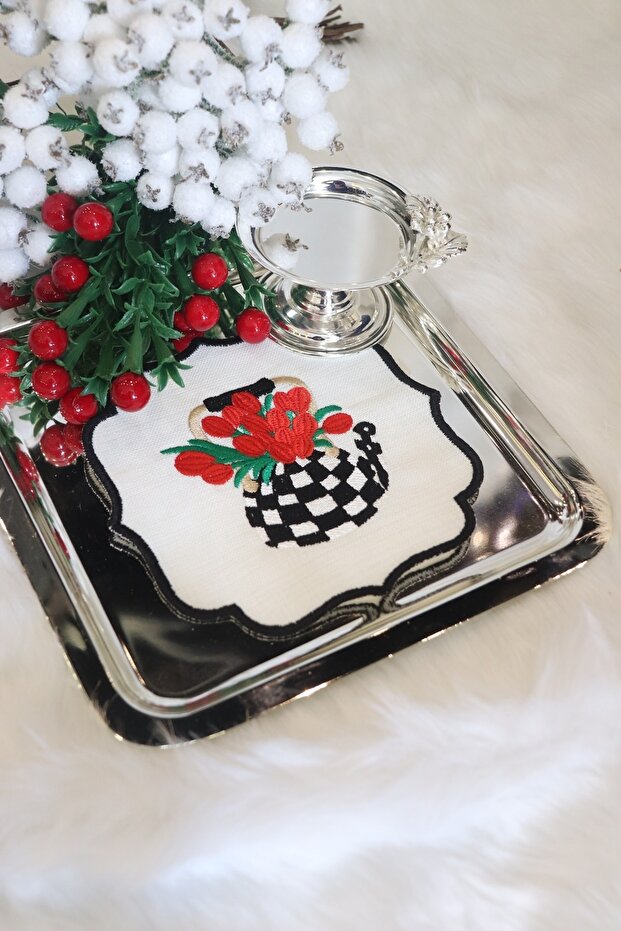 Teapot Patterned Single Cocktail Napkin