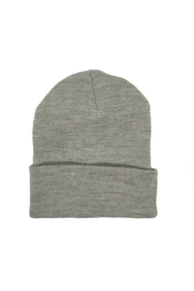 Gray Solid Color Basic Acrylic Folded Beret - 1