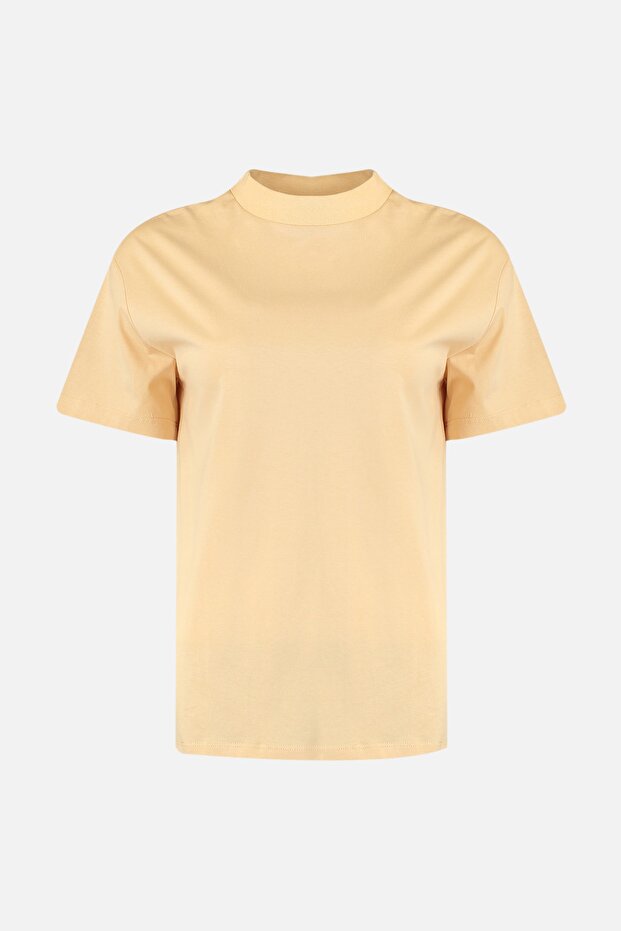 Bej-Vizon 2'li Paket %100 Pamuk Basic Dik Yaka Örme T-Shirt TWOSS20TS1500 - 7
