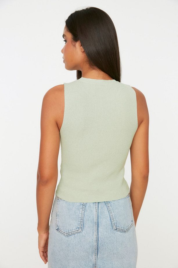 Mint Bisiklet Yaka Crop Bluz TWOSS21BZ0098 - 5