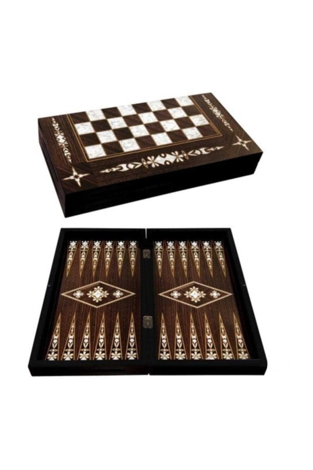 Antique clover mother of pearl backgammon set