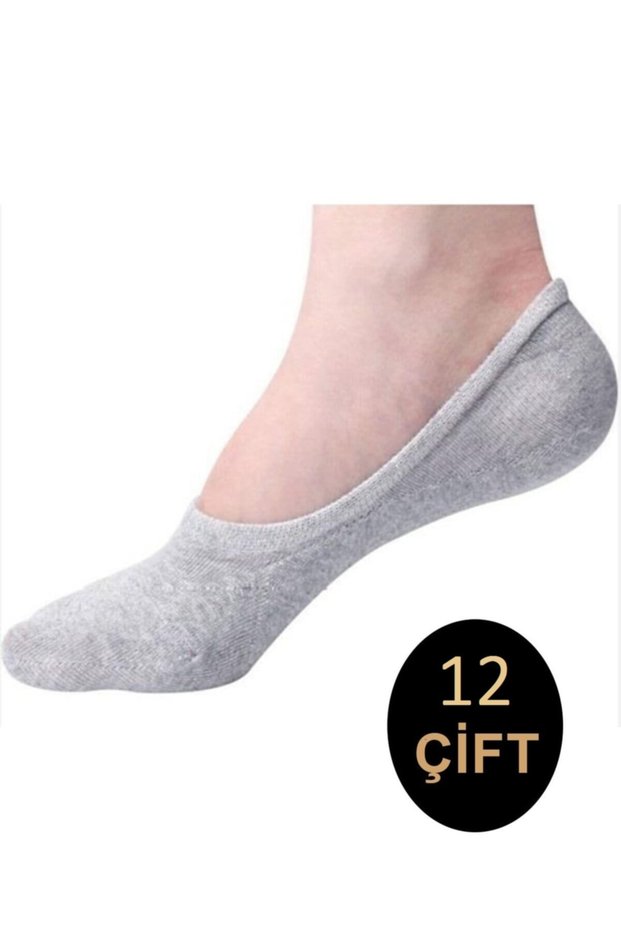 Unisex Cotton Gray Ballerina Socks 12 Pairs
