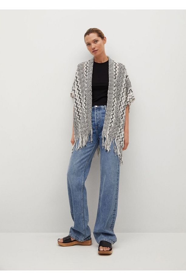 Kadın Ekrü Delikli Örgü Kaftan - 2