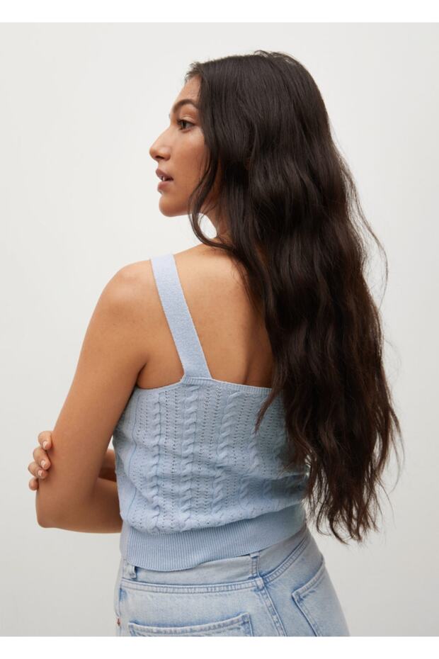 Çiçekli Örgü Kısa Üst - 4