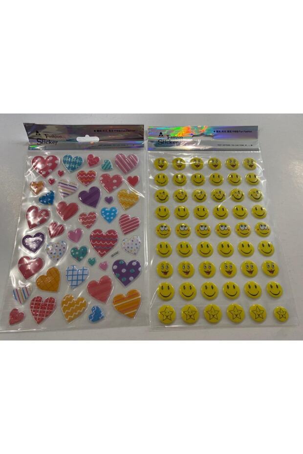 Embossed Fashion Luxury Sticker Heart And Smiling Face Set of 2