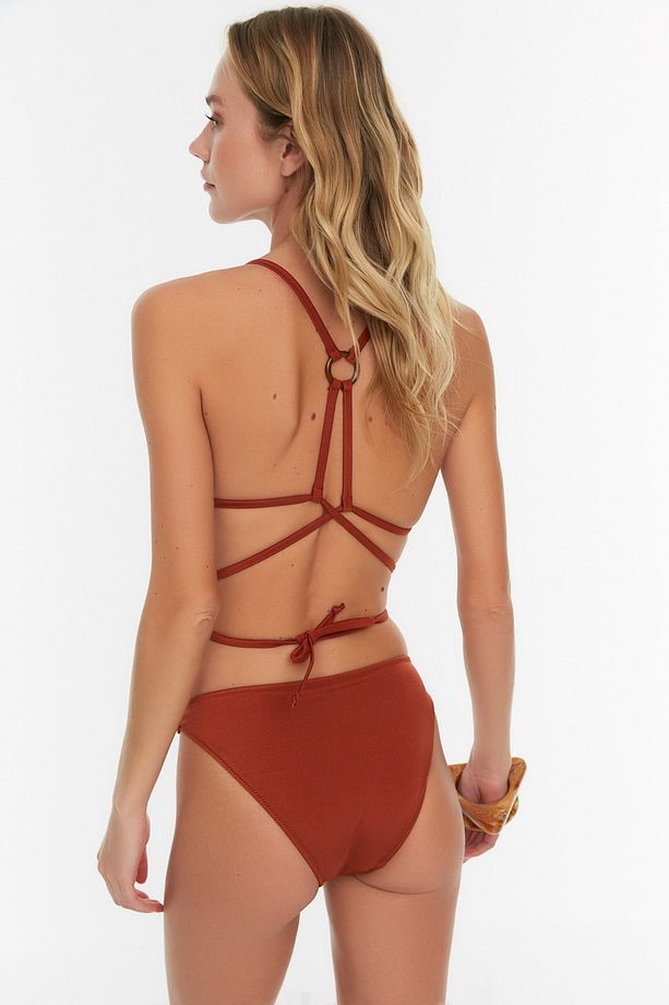Kahverengi Aksesuarlı Regular Bikini Altı TBESS20BA0250 - 4