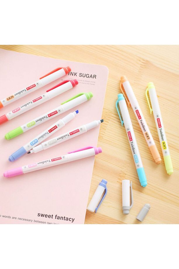 Twinliner Soft Çift Uçlu Pastel Işaretleme Kalemi Coral Pink No:12 - 2