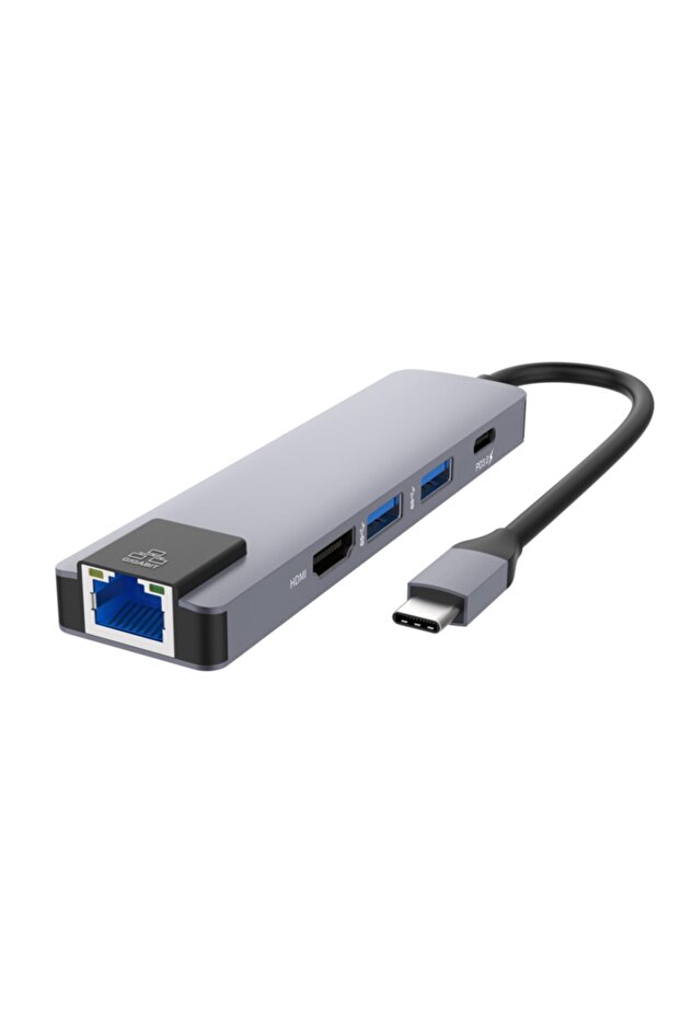 5 Port Usb Hub 3.0 Type C To Ethernet Adaptör Çoklayıcı Çoğaltıcı - 1