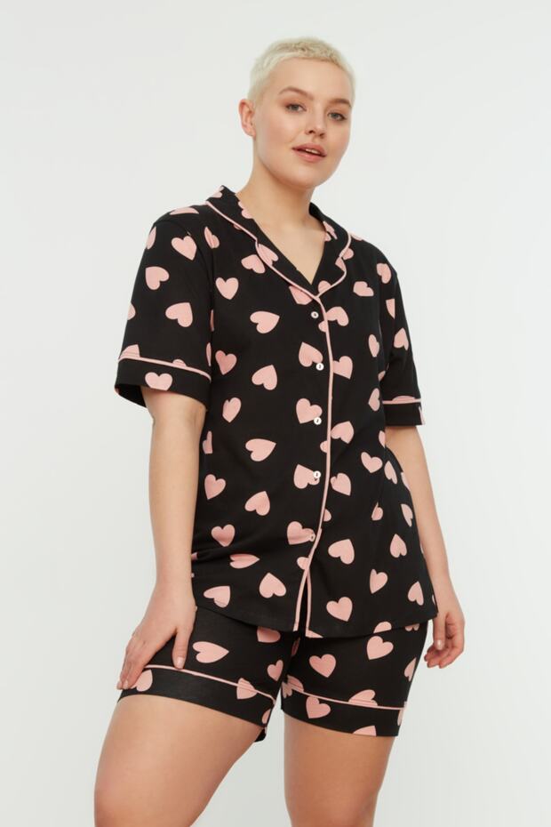 Wielokolorowy zestaw piżam z dzianiny we wzorzyste serca TBBSS22PT0224 - 3