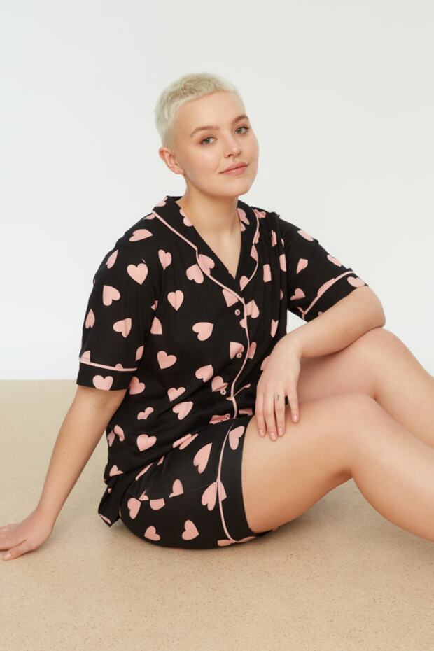 Wielokolorowy zestaw piżam z dzianiny we wzorzyste serca TBBSS22PT0224 - 4