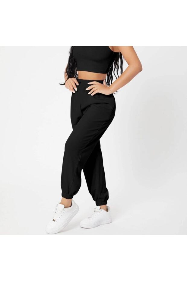 Siyah Düz Jogger - 2