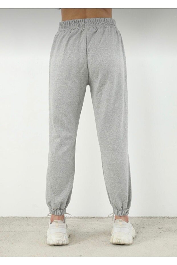 Graue, einfarbige Jogginghose - 2