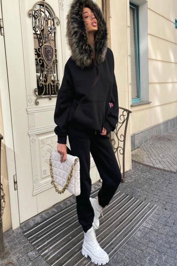 Fur Bottom Top Double Set