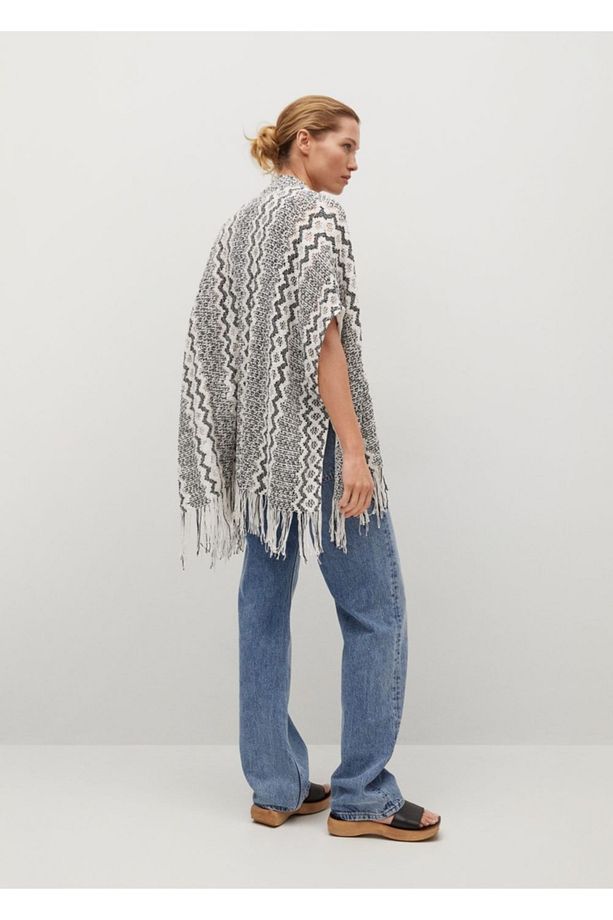 Kadın Ekrü Delikli Örgü Kaftan - 4