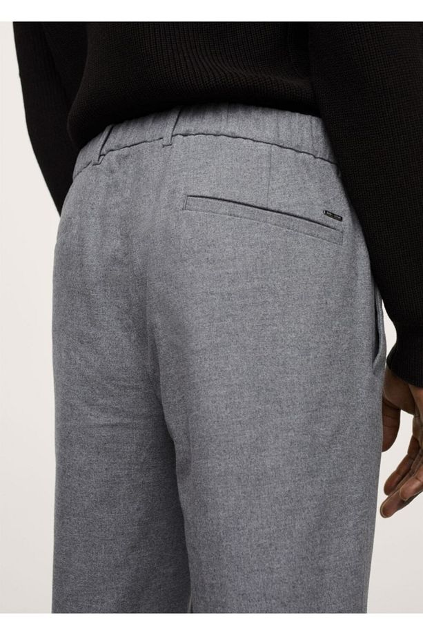 Erkek Açık Kırçıllı Gri Dar Kesim Koton Pantolon - 6