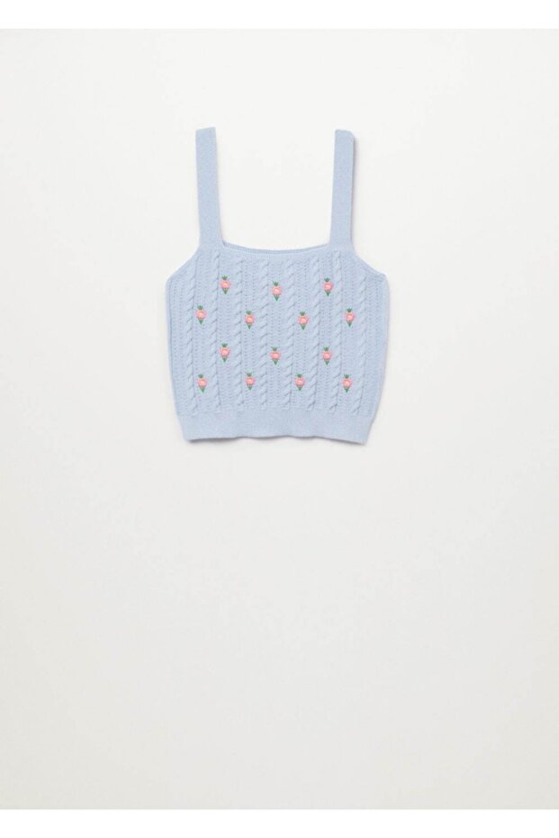 Çiçekli Örgü Kısa Üst - 3