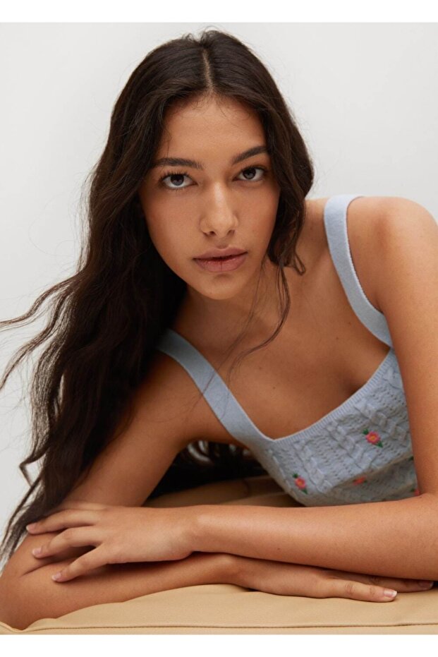 Çiçekli Örgü Kısa Üst - 6