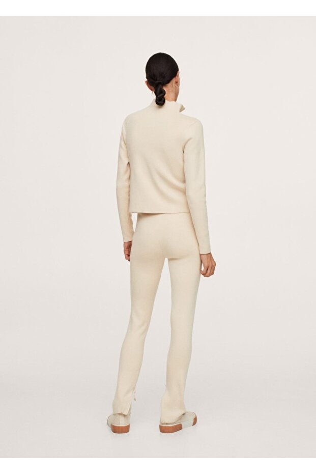 Fermuarlı Triko Pantolon - 4