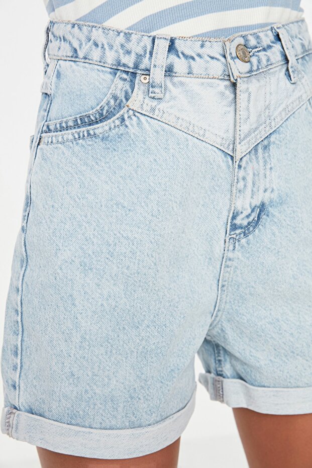 Mavi Yüksek Bel Mini Denim Şort TWOSS21SR0435 - 10