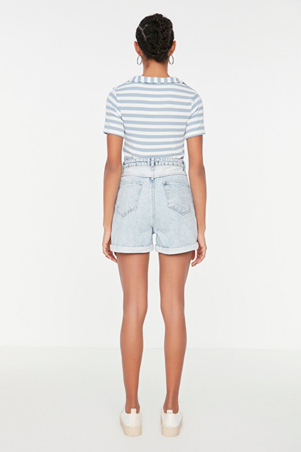 Mavi Yüksek Bel Mini Denim Şort TWOSS21SR0435 - 13