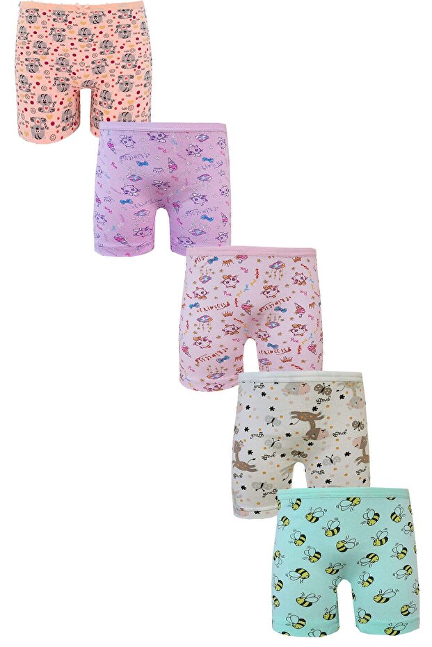 5 Pieces Kota Girl's Lycra Boxers Cotton Flexible Long Legs