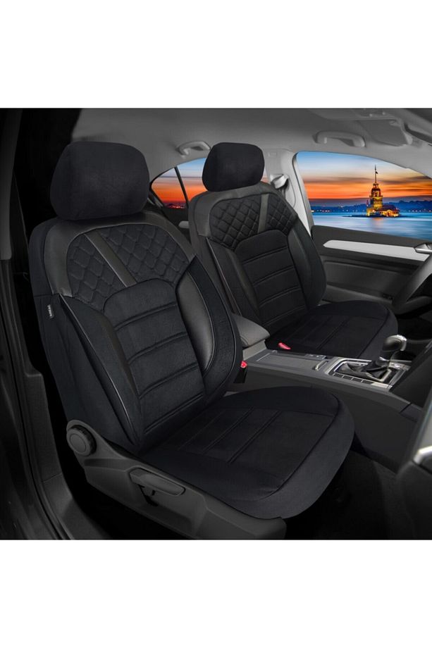 Skoda Scala 2018 Uyumlu 1+1 Siyah Tay Tüyü Koltuk Kılıfı Ts783 - 2