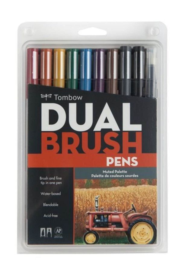Brush Pen Dual Ab-t Set Muted 10cmu - 1