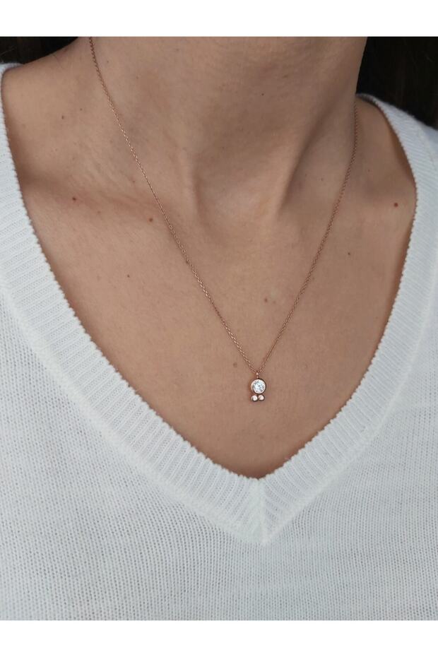 Minimal Tek Taş Gümüş Kolye
