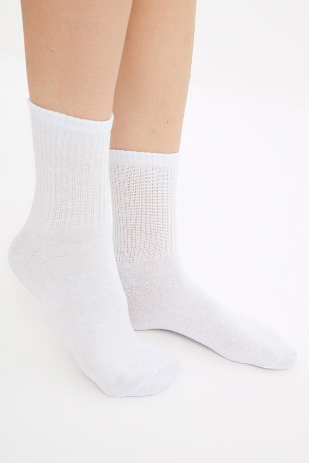 Siyah 5'li Paket Pamuklu Örme Çorap TWOSS21CO0015 - 10