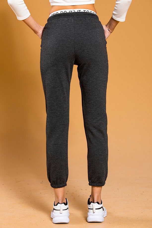 Antrasit Gri Basic Jogger Örme Ince Eşofman Altı Boxer Detaylı Yanı Şeritli - 7