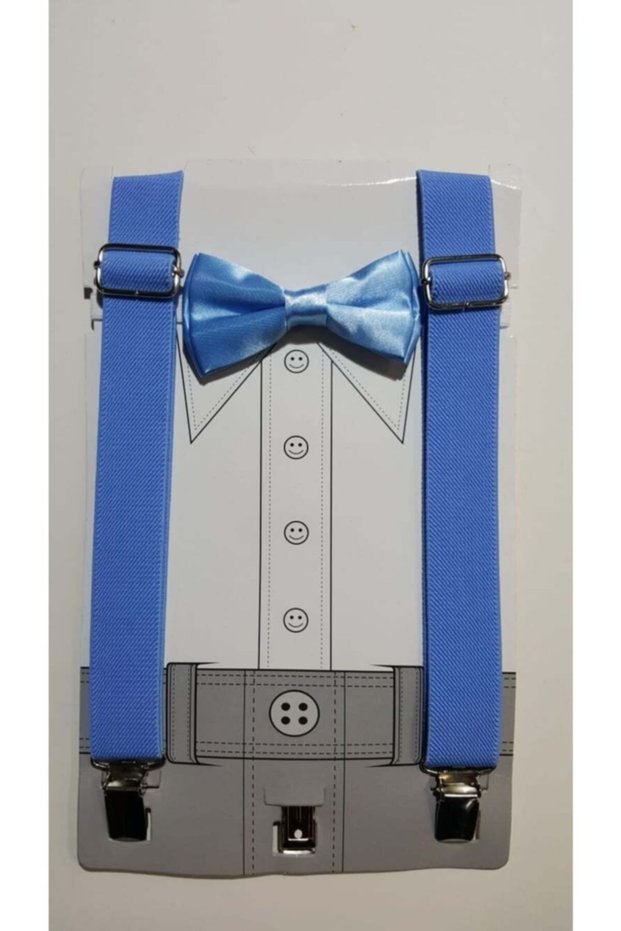 Boys' Blue Bow Tie Suspender Set