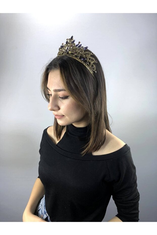 Purple Gold Arven Model Henna and Bridal Crown – Special Design, Accessory, Quality Production, Eye-Catching Style –