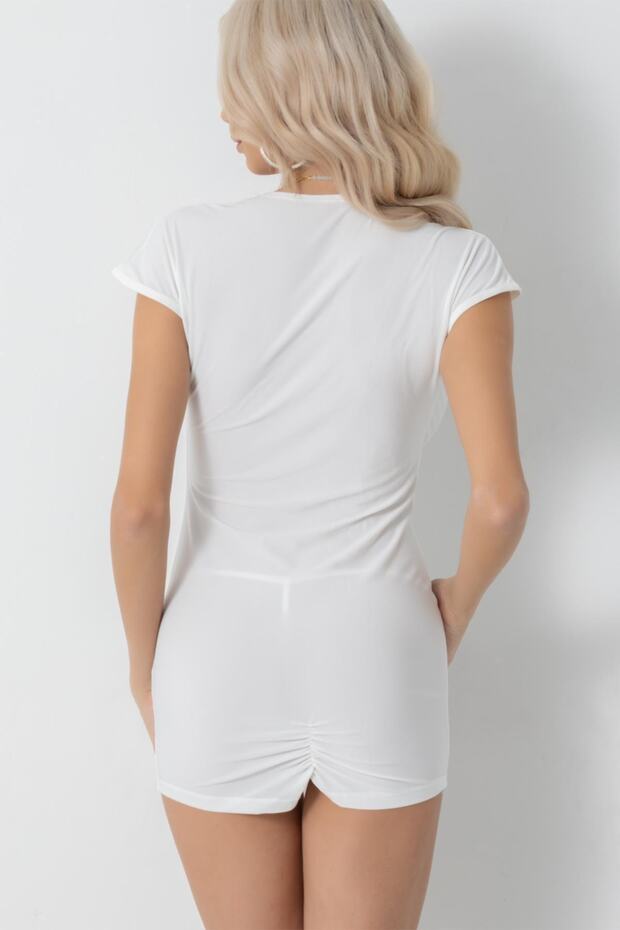 Dekolteli Süper Mini Elbise - 6