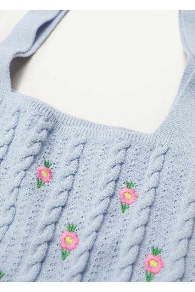 Çiçekli Örgü Kısa Üst - 7