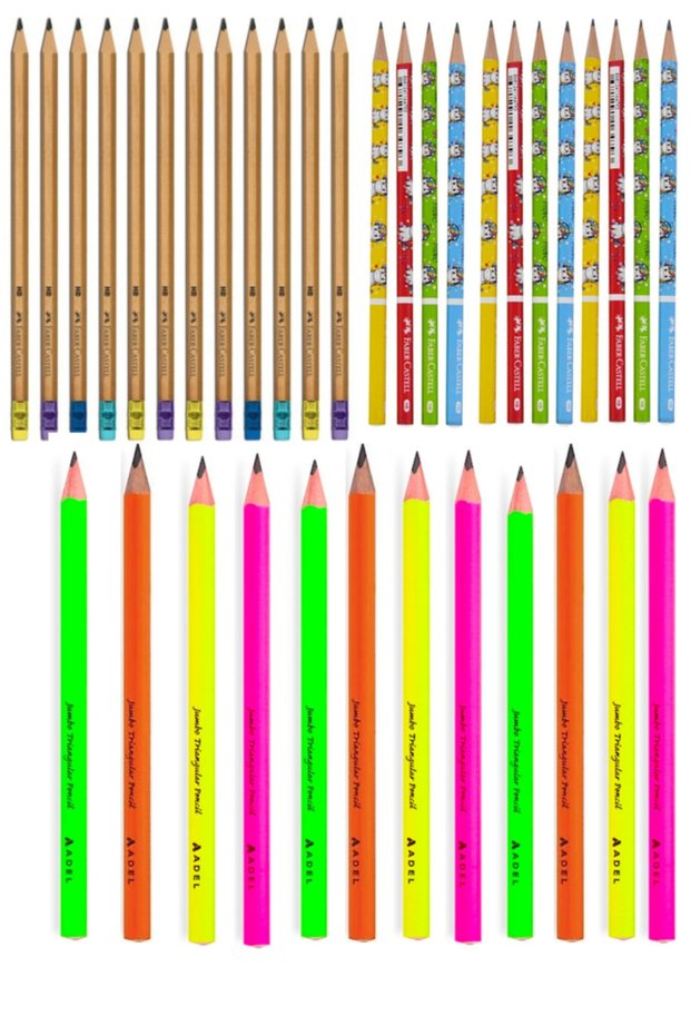Unicorn Pencil + Natural Pencil with Eraser + Jumbo Pencil 12 Pieces Each School Stationery 2022 New Design