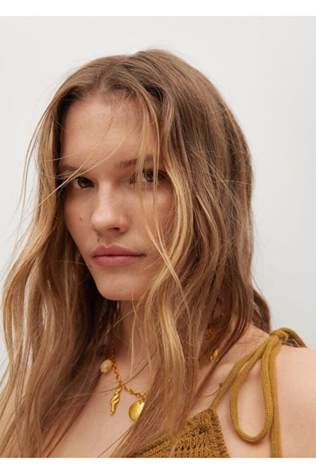 Kadın Hardal Ajurlu Örgü Pamuklu Üst - 8