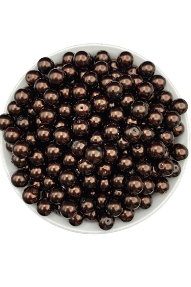 10mm Brown Glass Pearl Beads, Jewelry Accessory Making Beads (50gr,-38pcs)