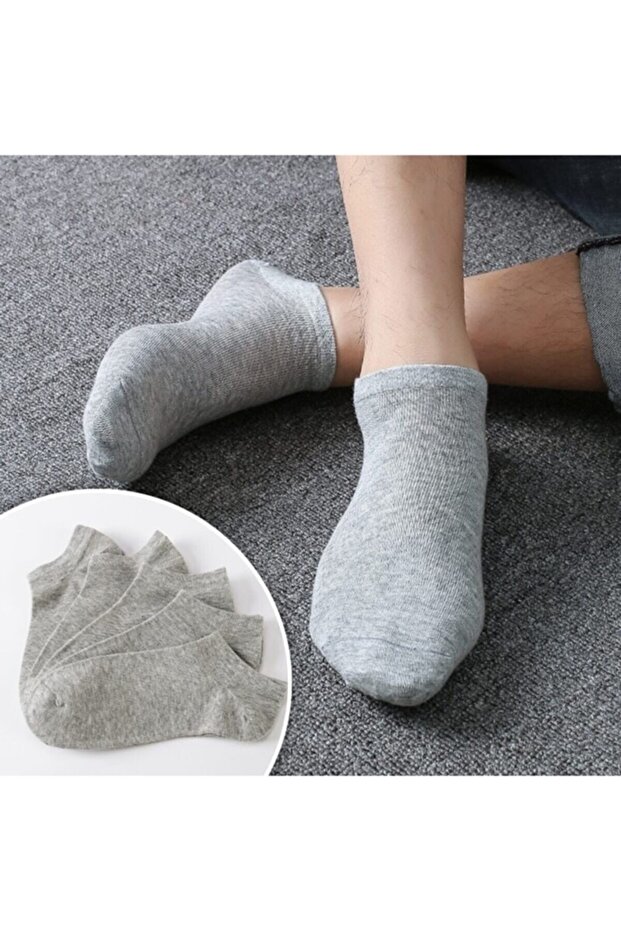 Unisex Bamboo Seamless Booties Socks Gray Color 5 Pairs