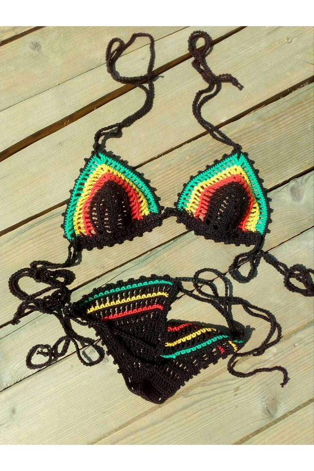 Tığ Örgü Transparan Bikini Takım - 3