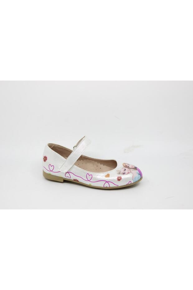 Girl - Baby Glittering Mother of Pearl Printed Velcro Ballerinas