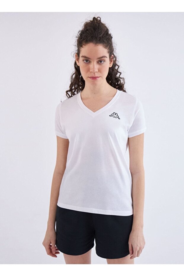 Logo Cabou Kadın Beyaz Regular Fit Tişört - 5