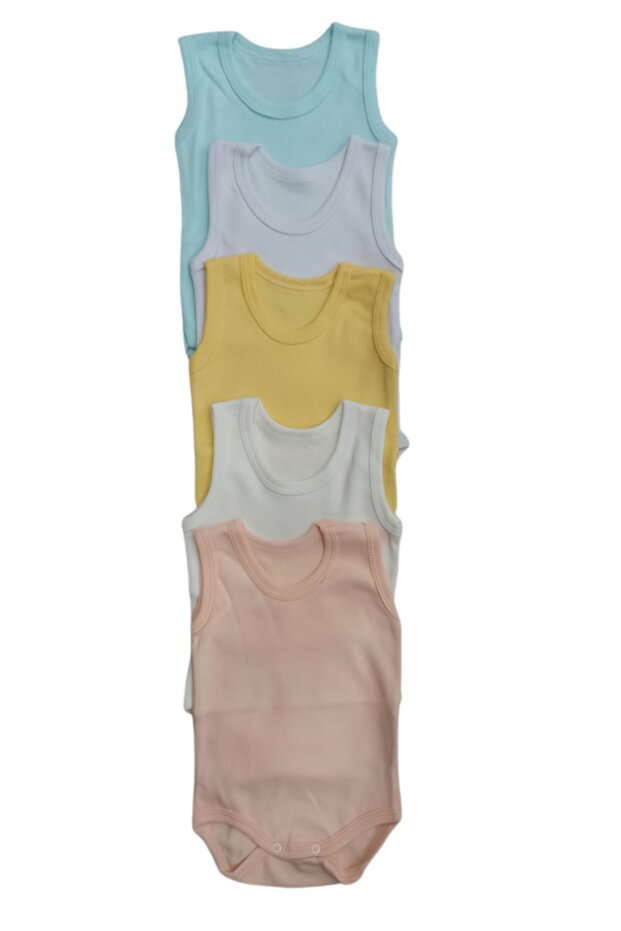 قميص داخلي أساسي برقبة دائرية مع مشبك بادي 5 عبوات من 0 إلى 48 شهرًا - 3