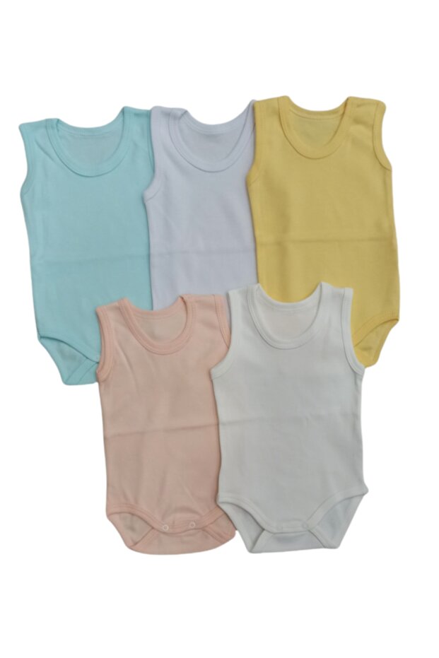 قميص داخلي أساسي برقبة دائرية مع مشبك بادي 5 عبوات من 0 إلى 48 شهرًا - 5