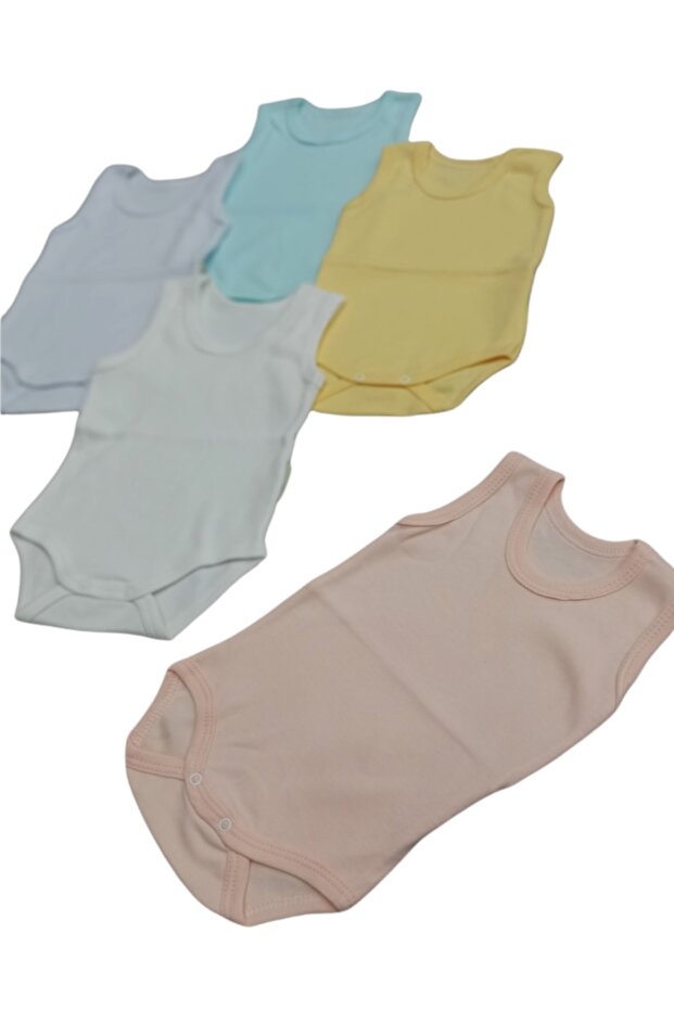 قميص داخلي أساسي برقبة دائرية مع مشبك بادي 5 عبوات من 0 إلى 48 شهرًا - 6