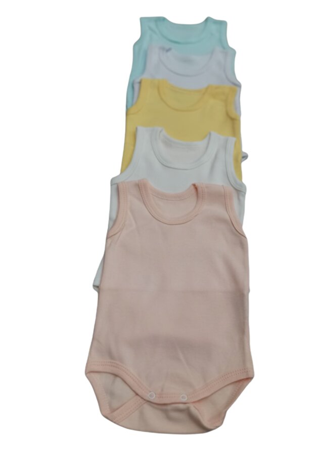 قميص داخلي أساسي برقبة دائرية مع مشبك بادي 5 عبوات من 0 إلى 48 شهرًا - 7