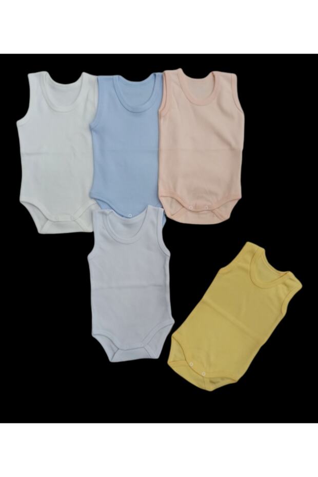 Strappy Basic Crew Neck Undershirt with Snap Fastener Badi 5 Pack - 4