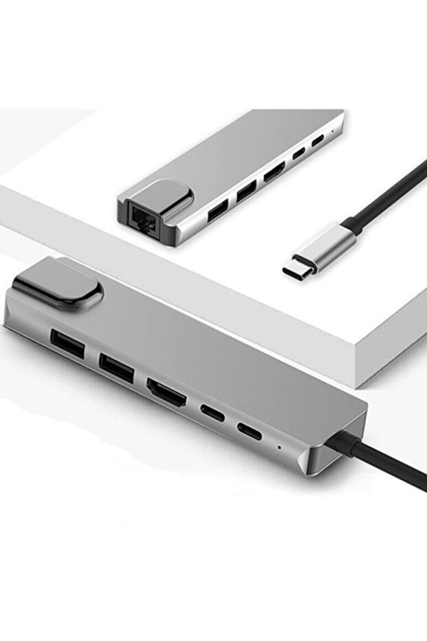 6 In1 4k Type C Usb 3.0 Hub Hdmı Rj45 Ethernet Mac Book Uyumlu Çoklayıcı Çevirici Adaptör - 1