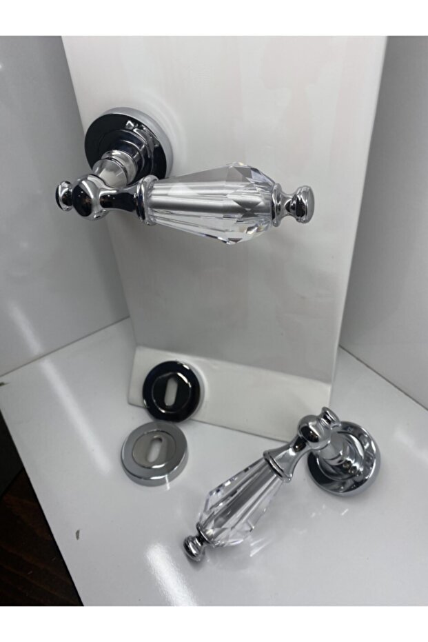Topkapı Kristal Krom Rozetli Oda Kapı Kolu - 1