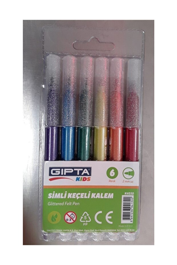 6'lı Simli Keçeli Kalem - 1