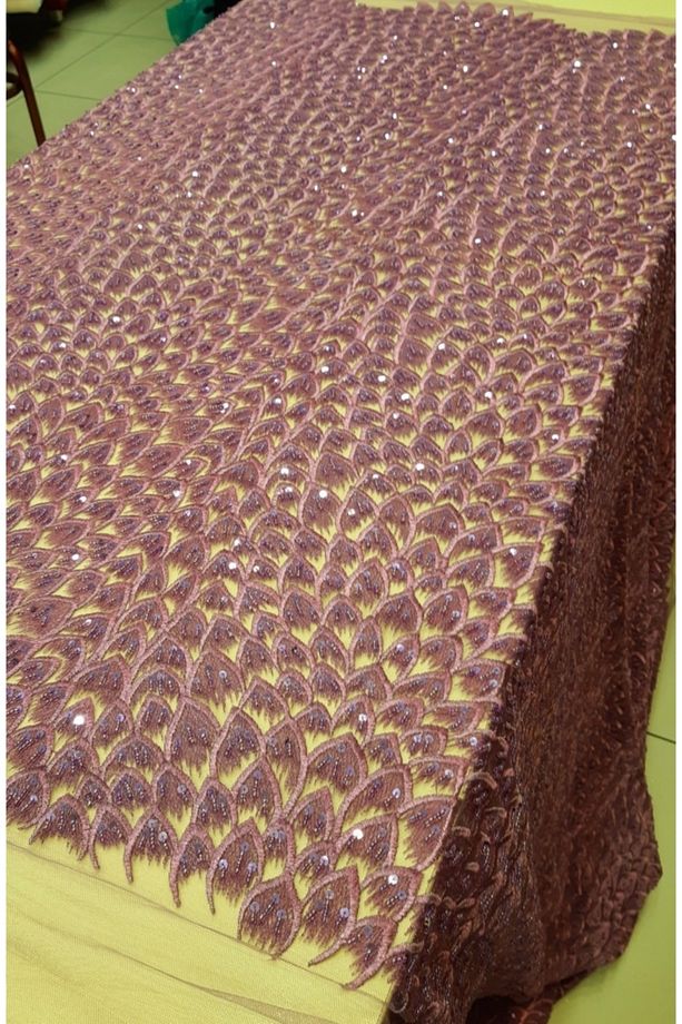 Tavus Kuşu Desen Boncuk Işlemeli Dantel 3 Metre (ASTAR DAHİL) - 1